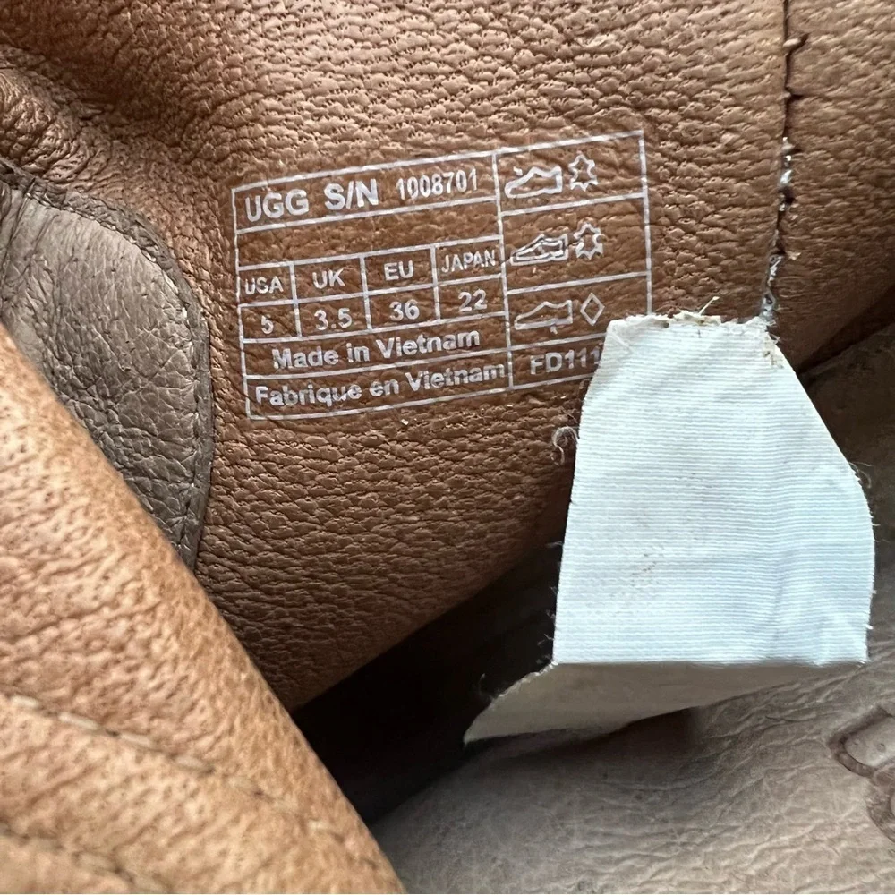 UGG- Athena Suede Leather Stacked Heel Boots Size 5